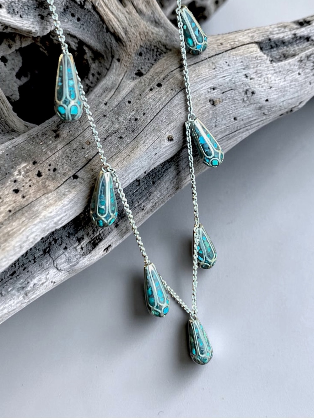 🌺Vintage Kashmiri Sterling & Turquoise Necklace